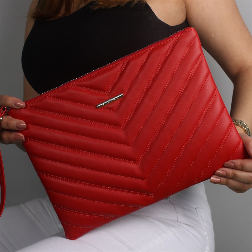 My Valice Kadın Deri El Portföy Çanta 1615 Kırmızı