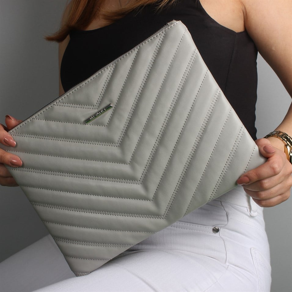 My Valice Kadın Deri El Portföy Çanta 1615 Gri