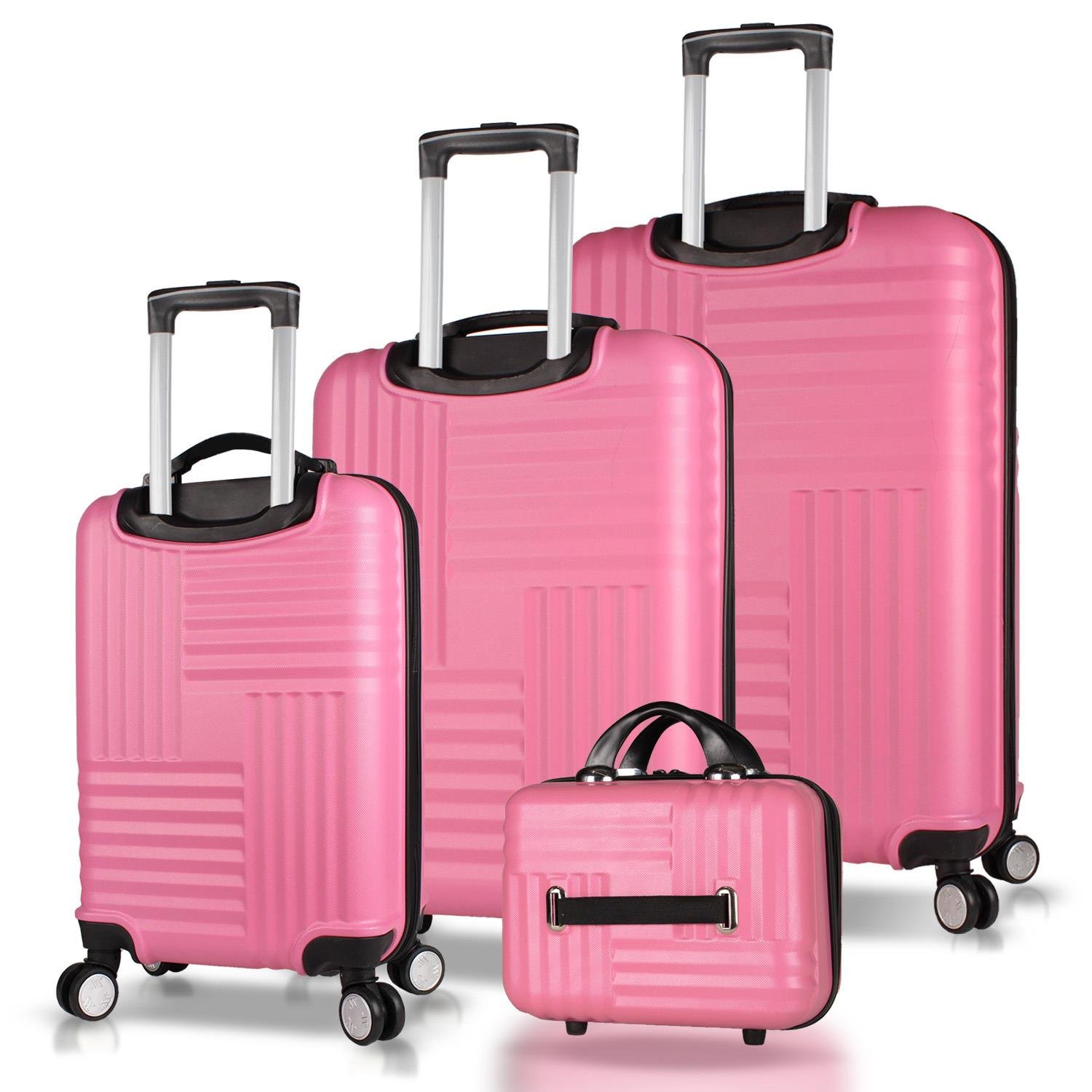 My Valice Puzzle Abs Kabin Orta Büyük ve Makyaj Boy Pembe 4'lü Travel Valiz Seti