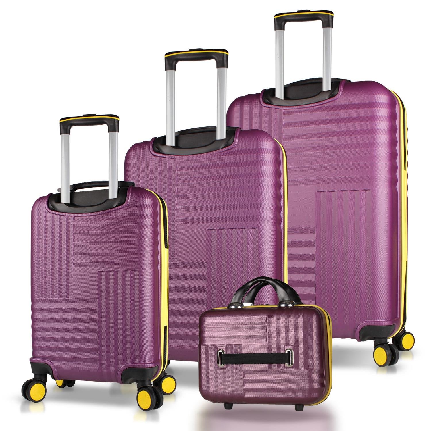 My Valice Puzzle Abs Kabin Orta Büyük ve Makyaj Boy Mürdüm 4'lü Travel Valiz Seti