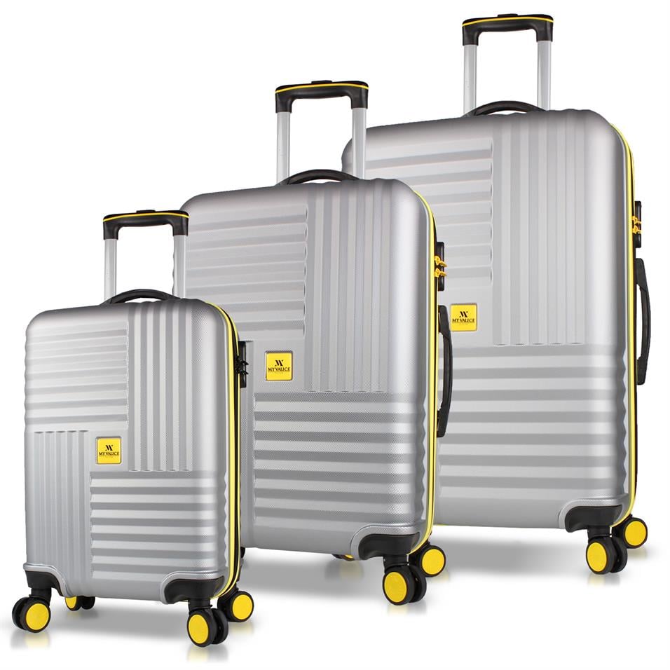My Valice Puzzle Abs Kabin Orta ve Büyük Boy Gri 3'lü Valiz Seti