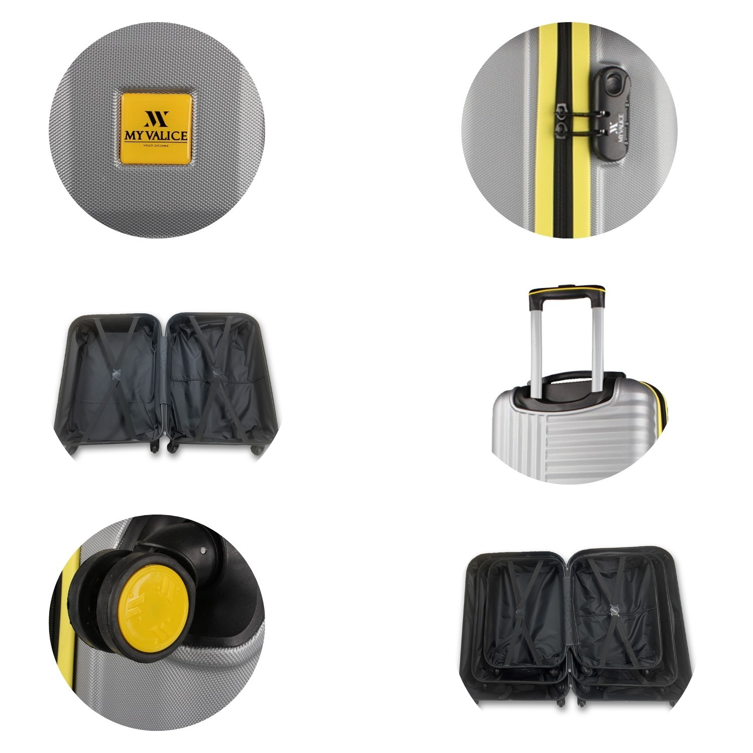 My Valice Puzzle Abs Cabin Medium and Large Size Set of 3 Luggage Set Grey