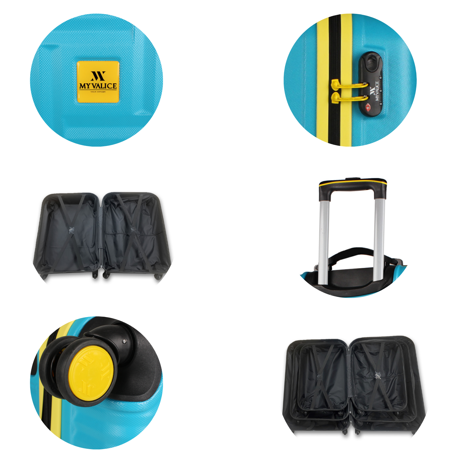 My Valice Puzzle Abs Cabin Medium and Large Size Set of 3 Luggage Set Turquoise