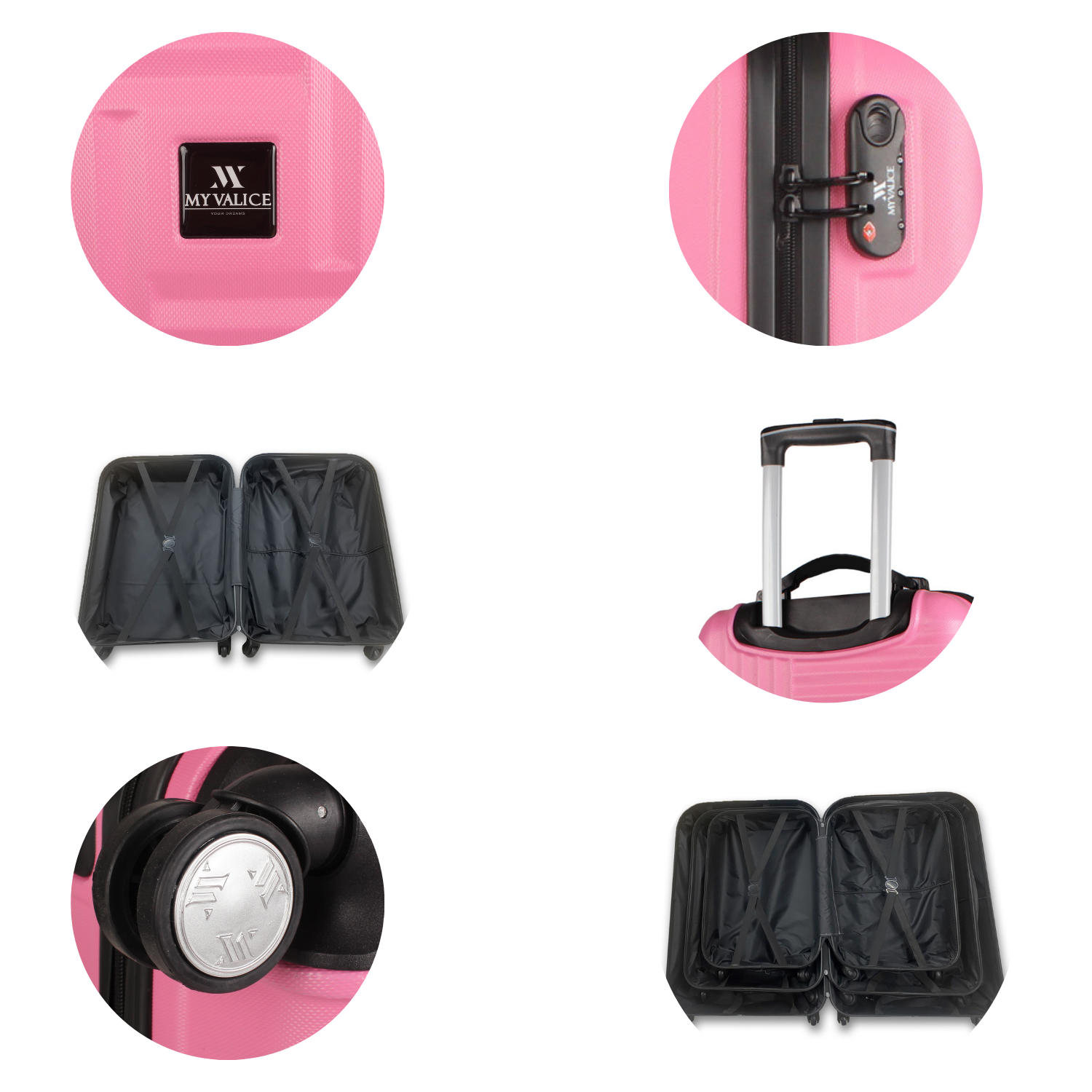 My Valice Puzzle Abs Cabin and Large Size Set of 2 Luggage Set Pink