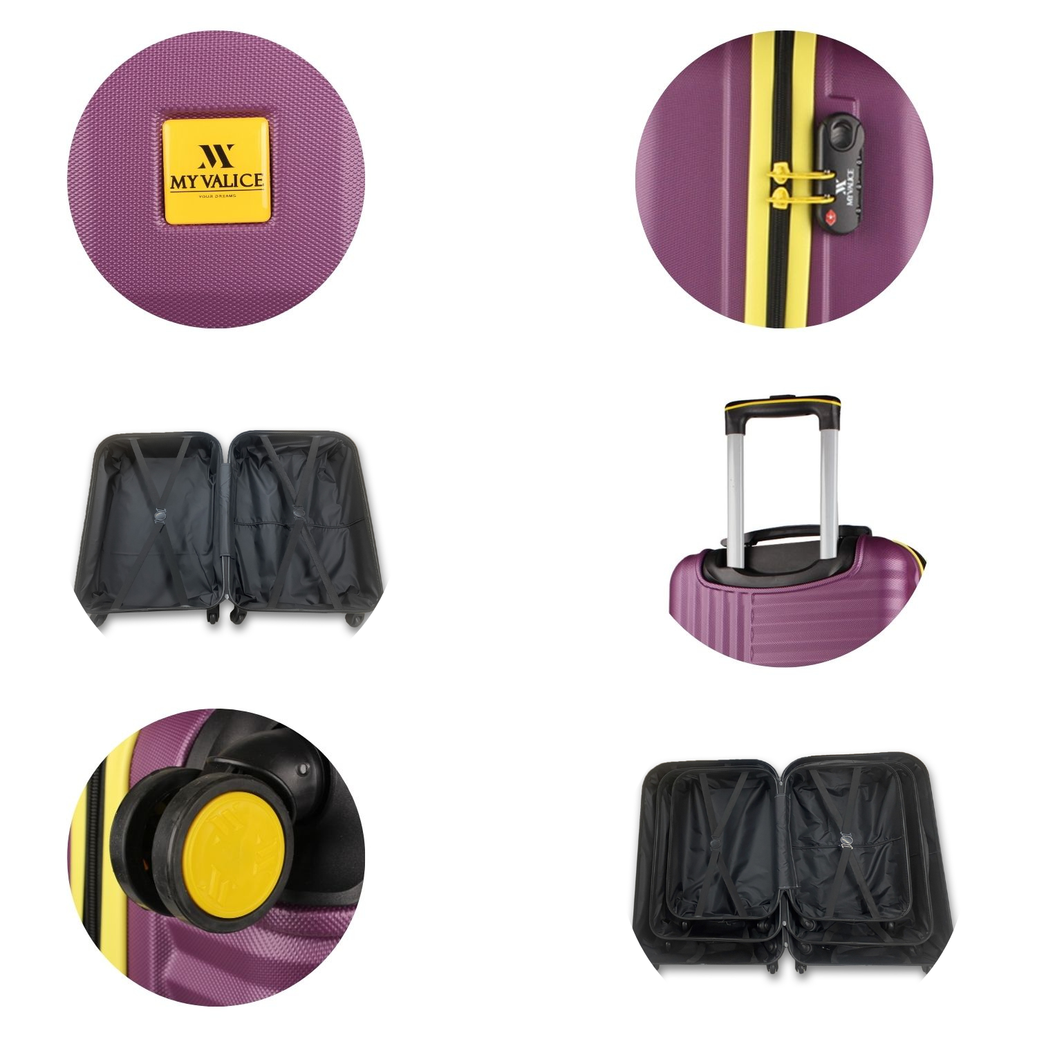 My Valice Puzzle Abs Cabin and Large Size Set of 2 Luggage Set Damson