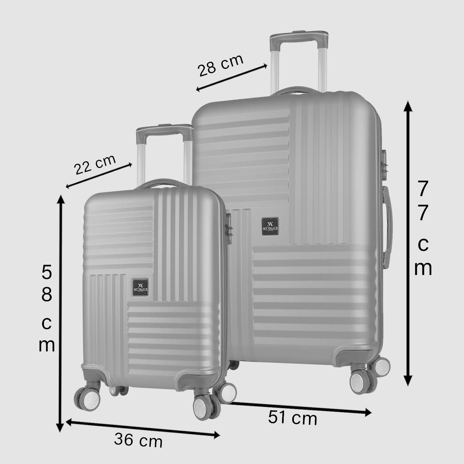 My Valice Puzzle Abs Cabin and Large Size Set of 2 Luggage Set Pink