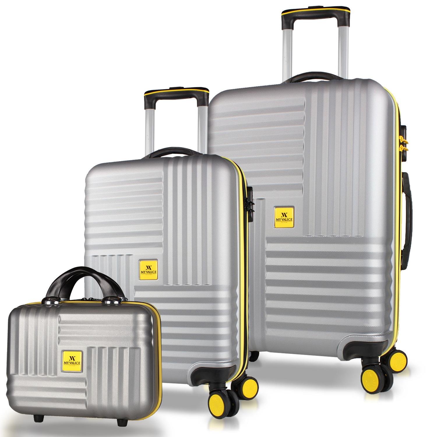 My Valice Puzzle Abs Makyaj Kabin ve Orta Boy Gri 3'lü Valiz Seti