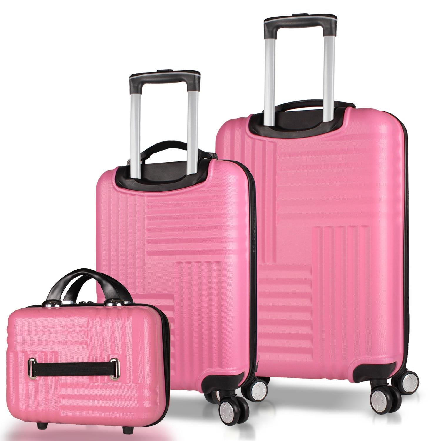 My Valice Puzzle Abs Makyaj Kabin ve Orta Boy Pembe 3'lü Valiz Seti