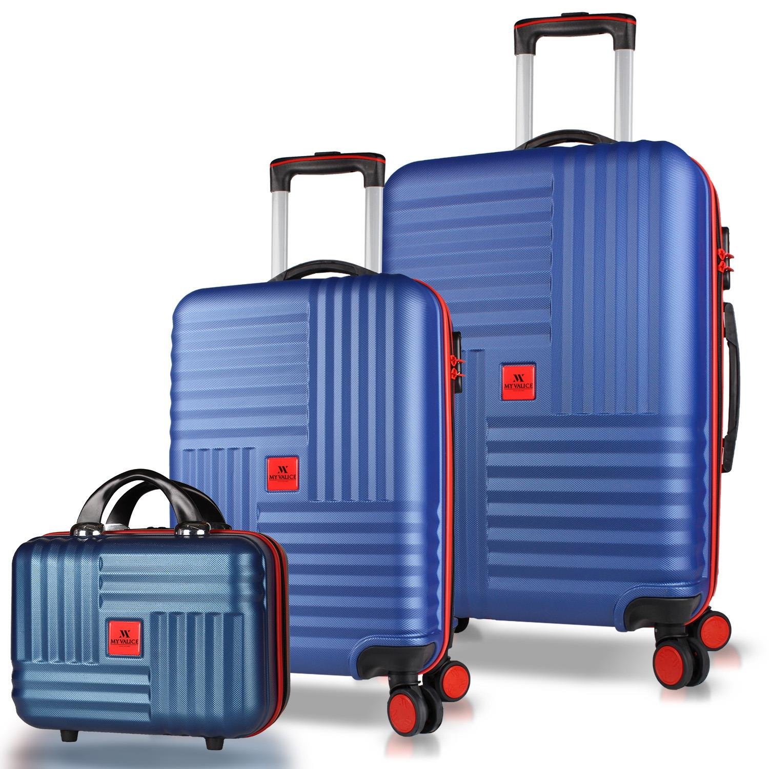 My Valice Puzzle Abs Makyaj Kabin ve Orta Boy Lacivert 3'lü Valiz Seti