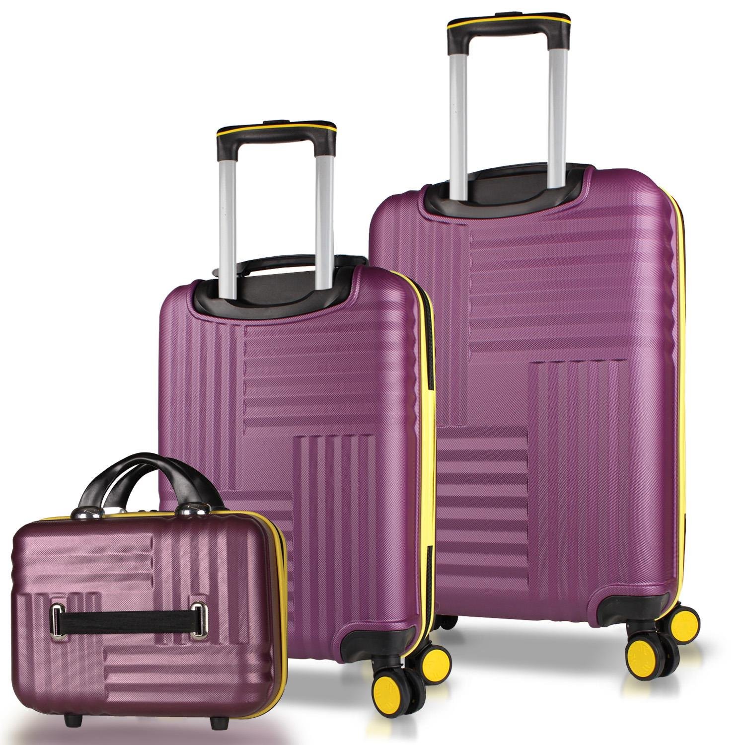 My Valice Puzzle Abs Makyaj Kabin ve Orta Boy Mürdüm 3'lü Valiz Seti