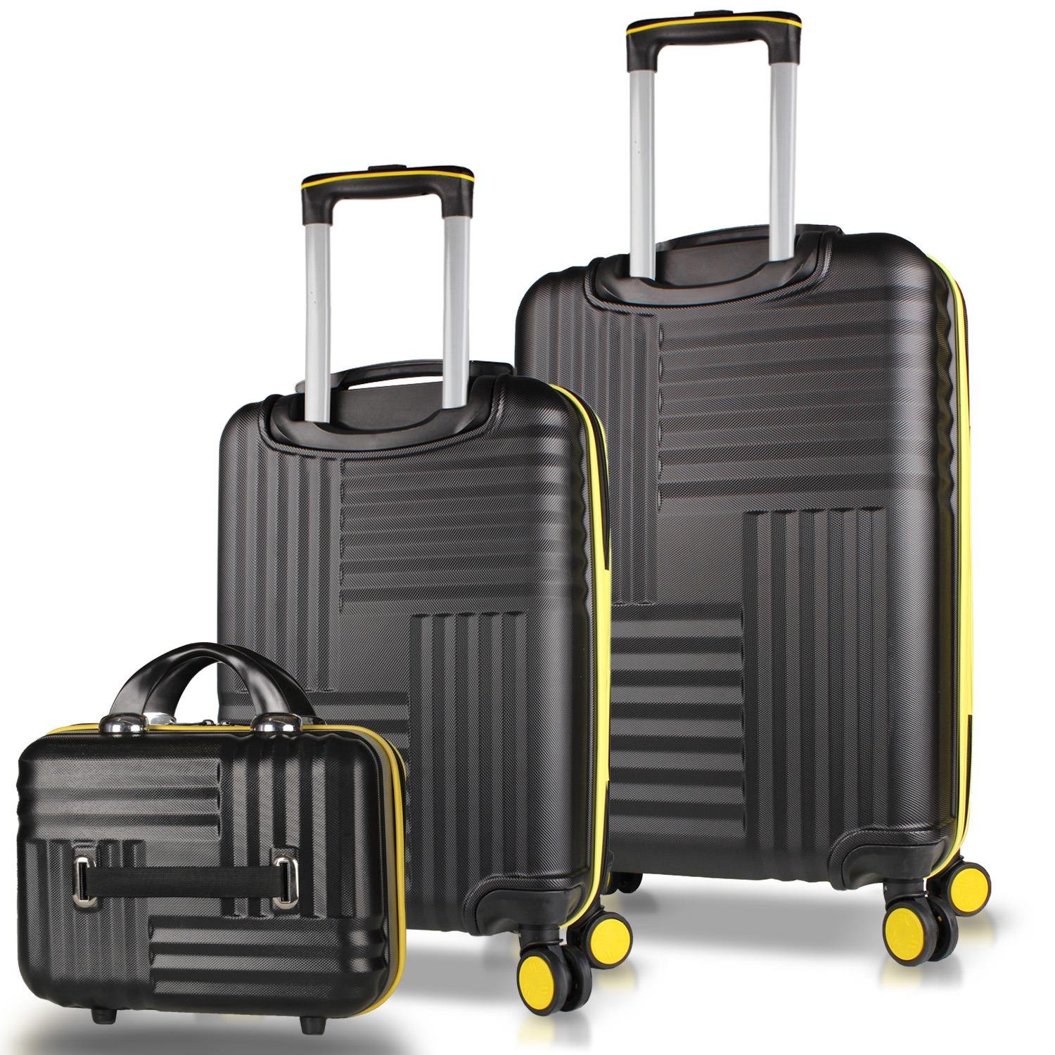 My Valice Puzzle Abs Makyaj Kabin ve Orta Boy Siyah 3'lü Valiz Seti