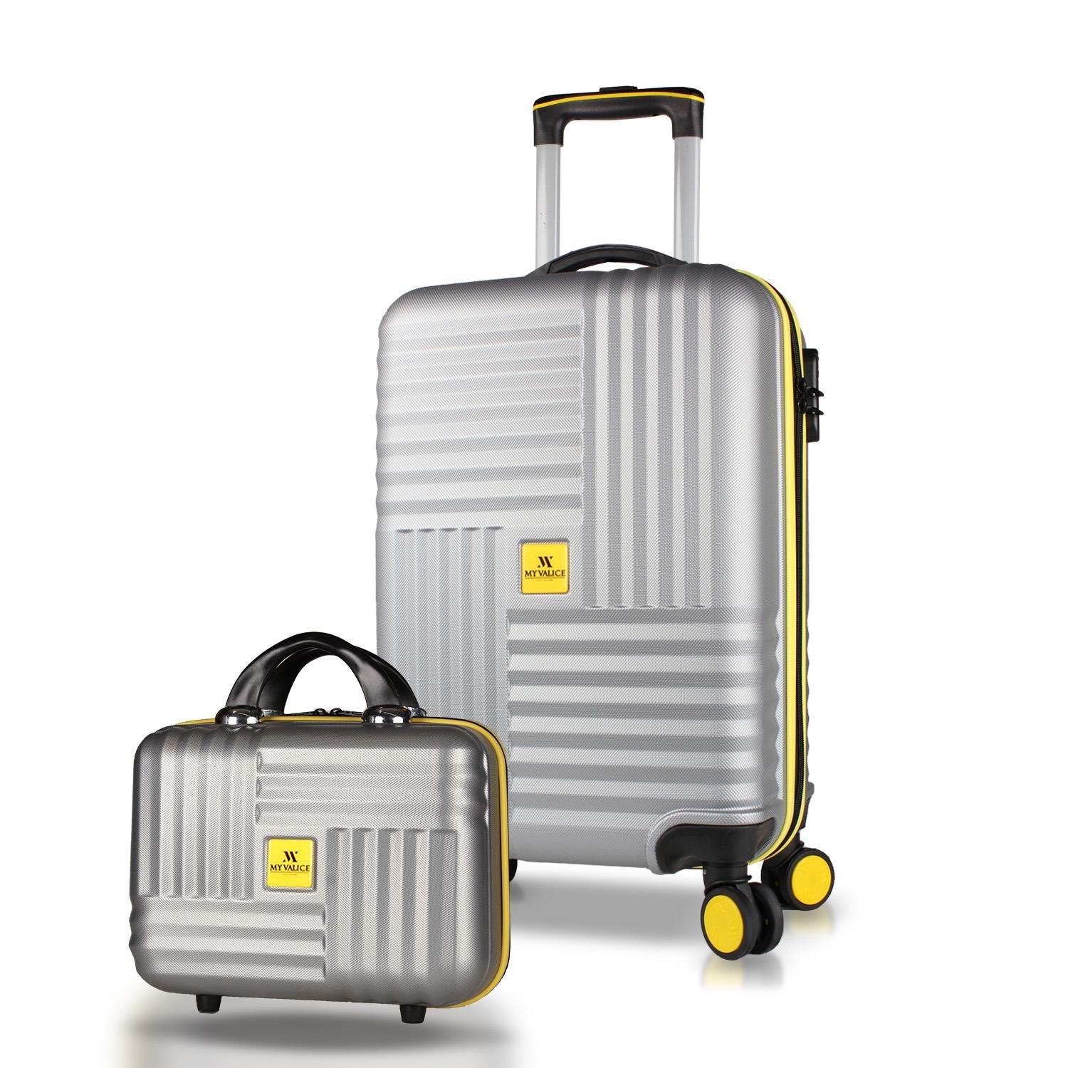 My Valice Puzzle Abs Makyaj ve Kabin Boy Gri  2'li Valiz Seti