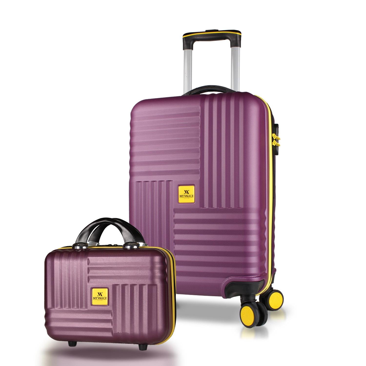 My Valice Puzzle Abs Makyaj ve Kabin Boy Mürdüm 2'li Valiz Seti