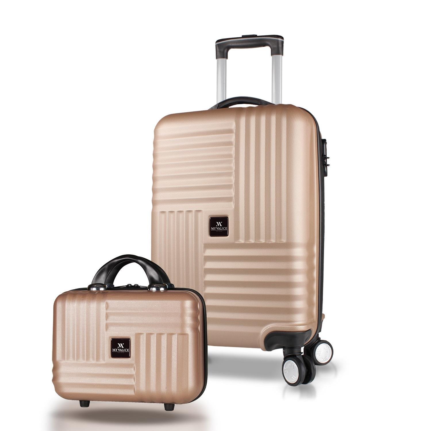 My Valice Puzzle Abs Makyaj ve Kabin Boy Gold  2'li Valiz Seti