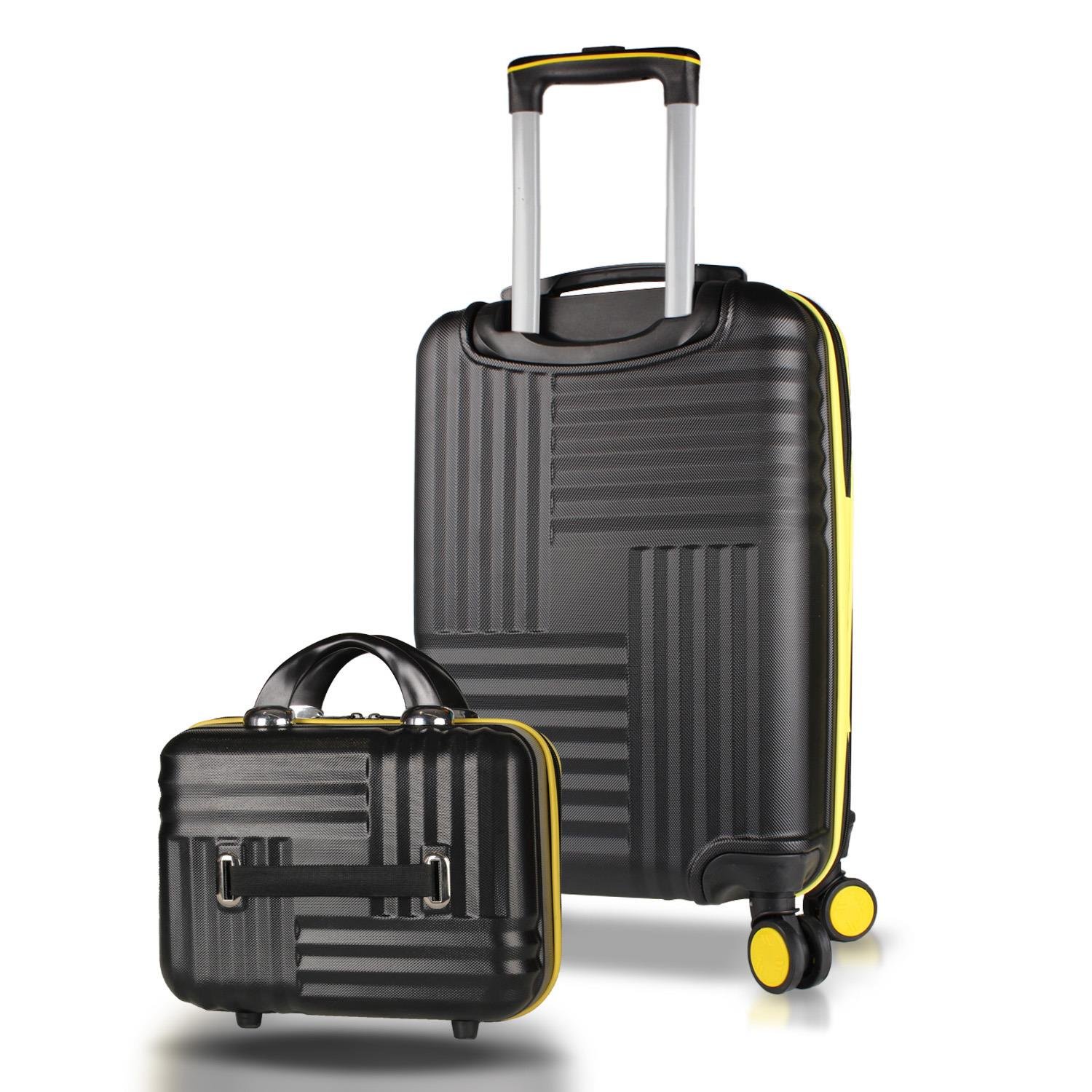 My Valice Puzzle Abs Makyaj ve Kabin Boy Siyah  2'li Valiz Seti