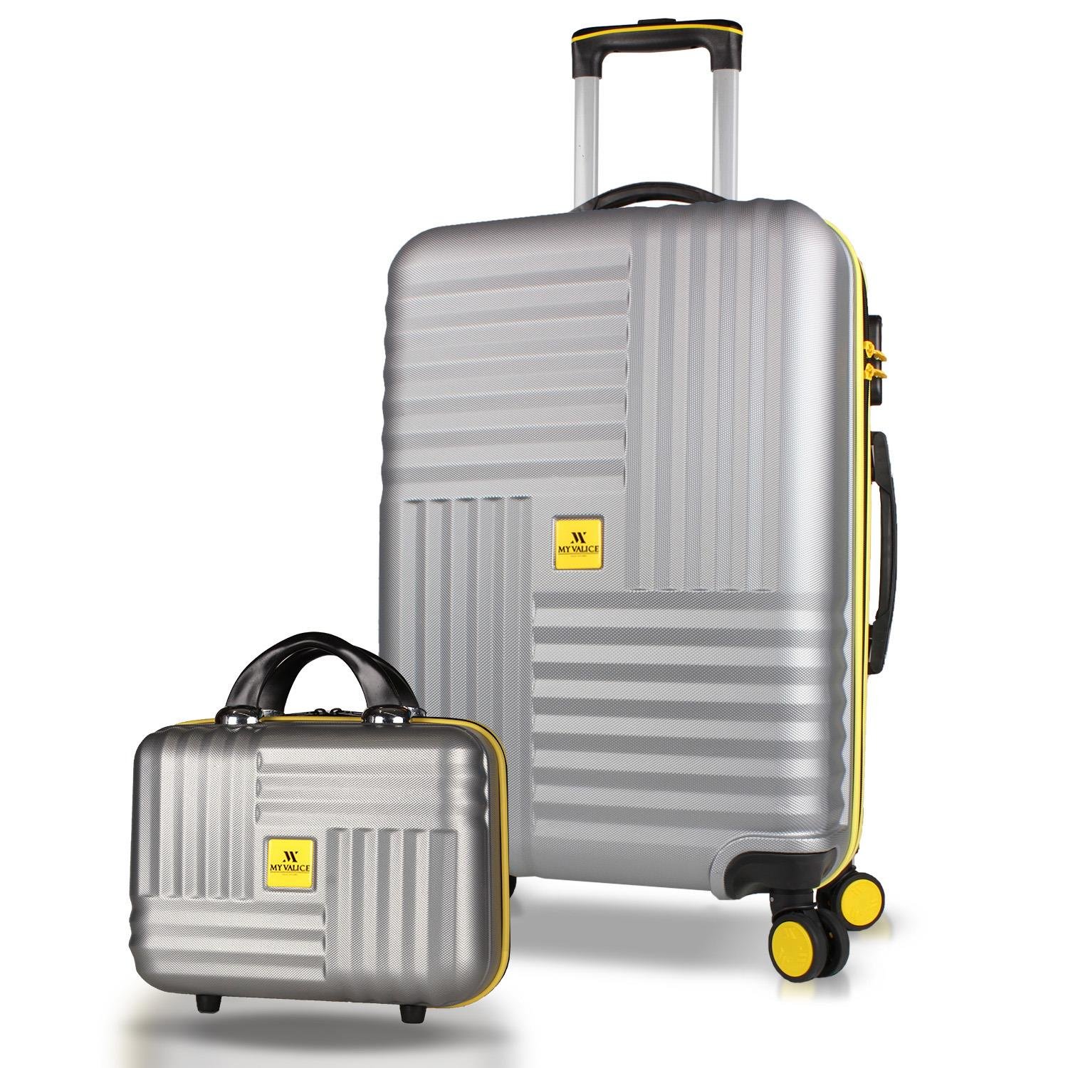 My Valice Puzzle Abs Makyaj ve Orta Boy Gri  2'li Valiz Seti