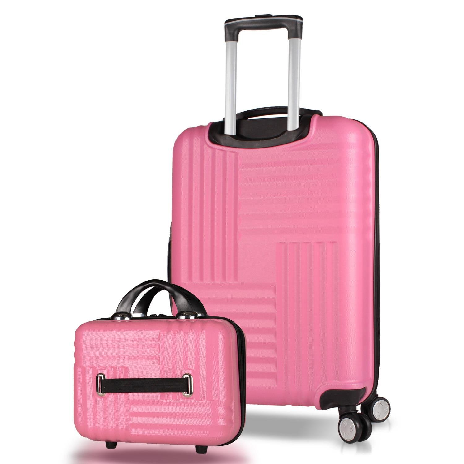 My Valice Puzzle Abs Makyaj ve Orta Boy Pembe  2'li Valiz Seti