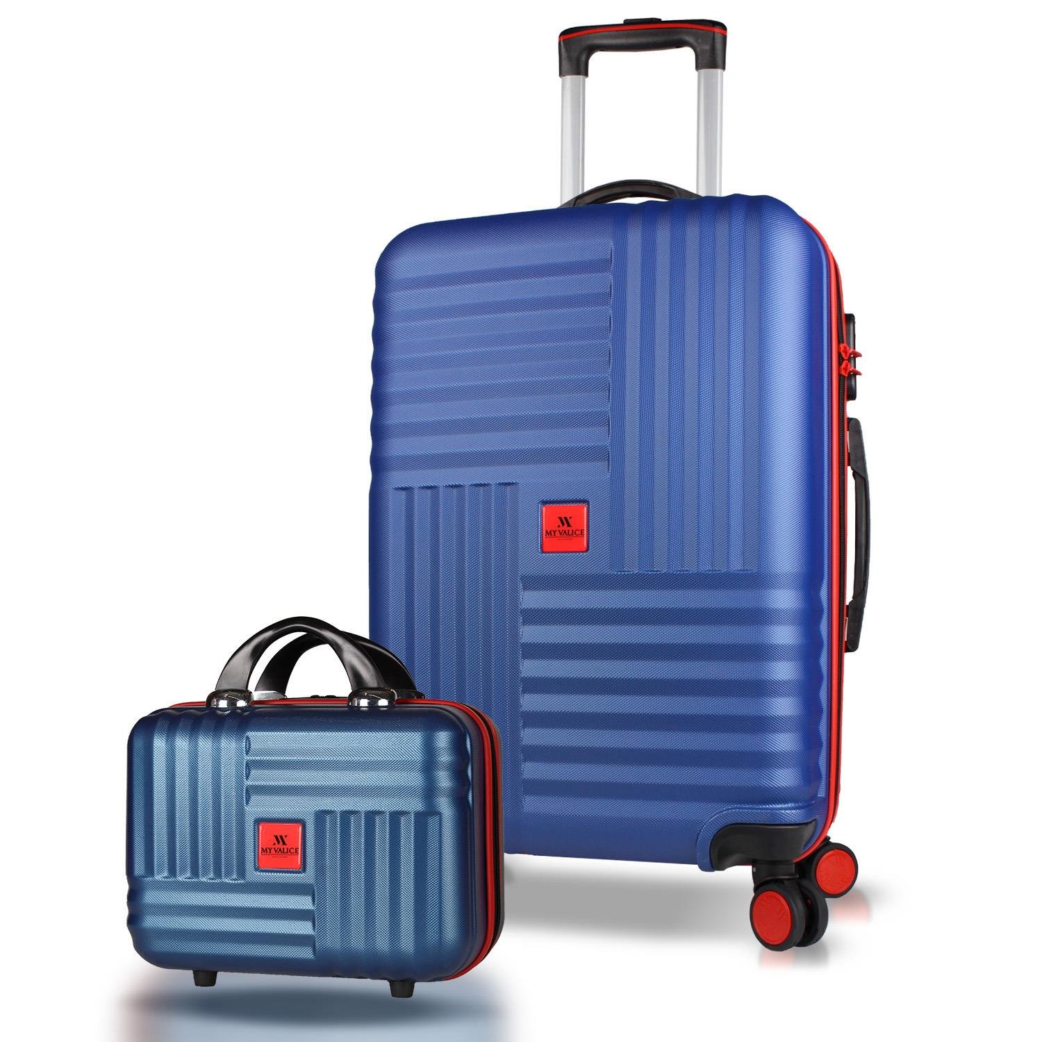 My Valice Puzzle Abs Makyaj ve Orta Boy Lacivert  2'li Valiz Seti