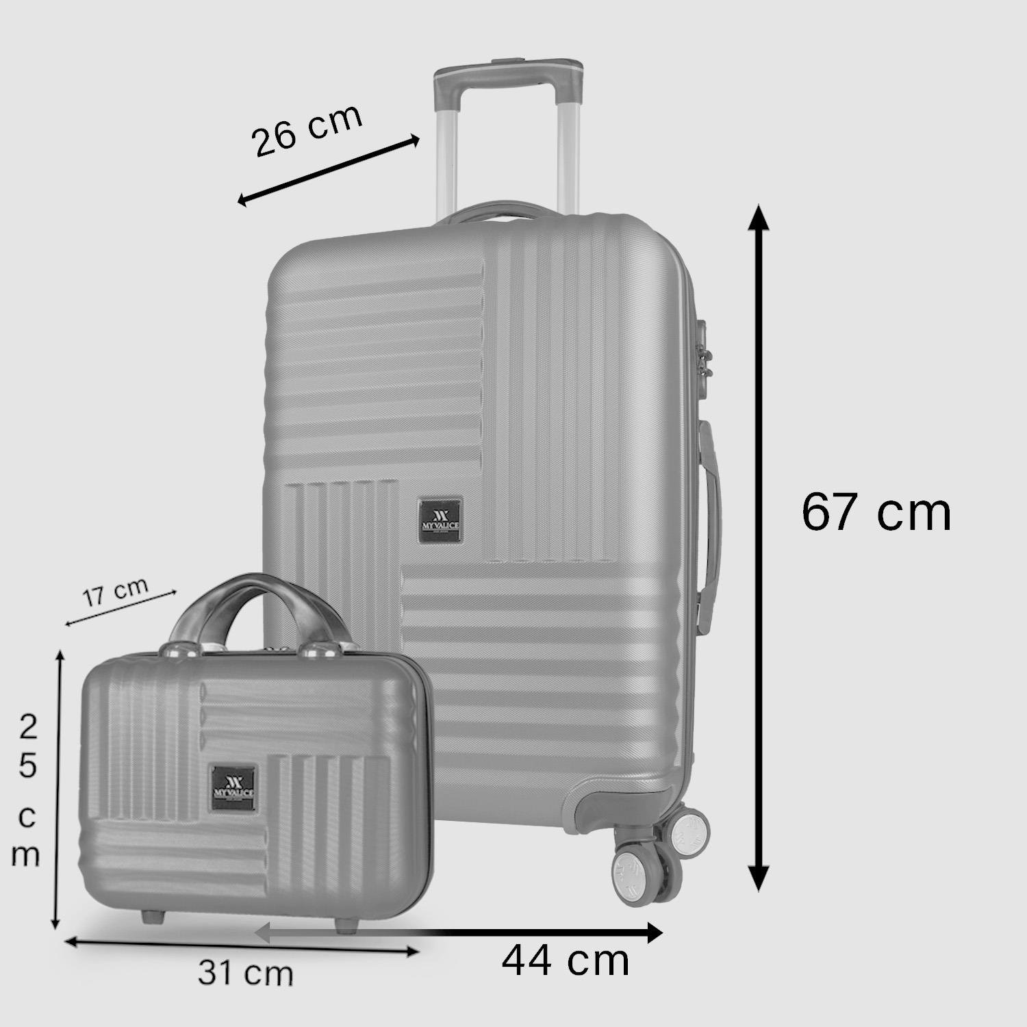 My Valice Puzzle Abs Makyaj ve Orta Boy Pembe  2'li Valiz Seti