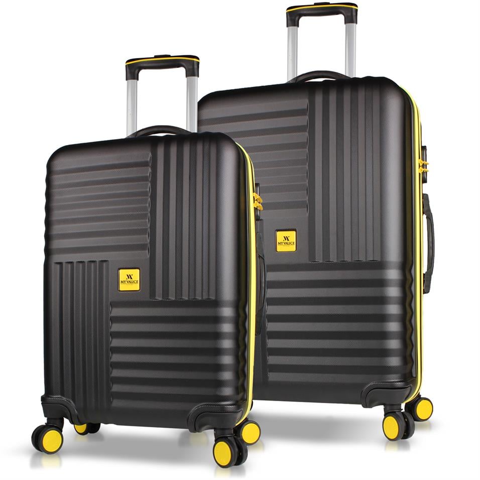 My Valice Puzzle Abs Orta ve Büyük Boy Siyah  2'li Valiz Seti