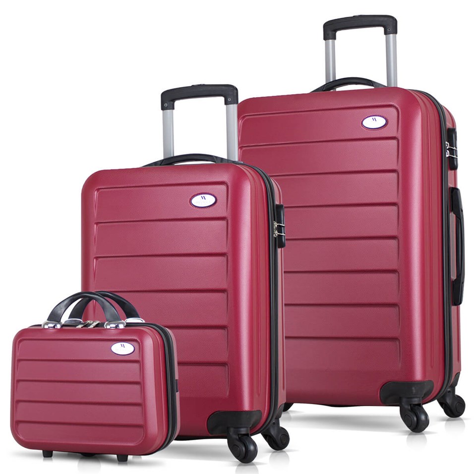 My Valice Ruby Abs 3'lü Valiz Seti (Makyaj + Kabin + Orta Boy) Bordo