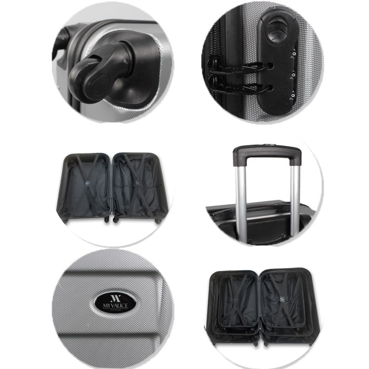 My Valice Ruby Abs Orta ve Makyaj Boy Gri 2'li Valiz Seti