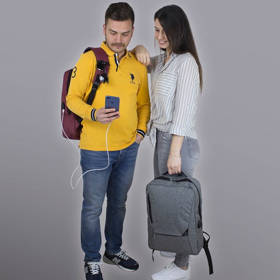 My Valice Smart Bag ACTİVE Usb Şarj Girişli Slim Notebook Sırt Çantası Bordo