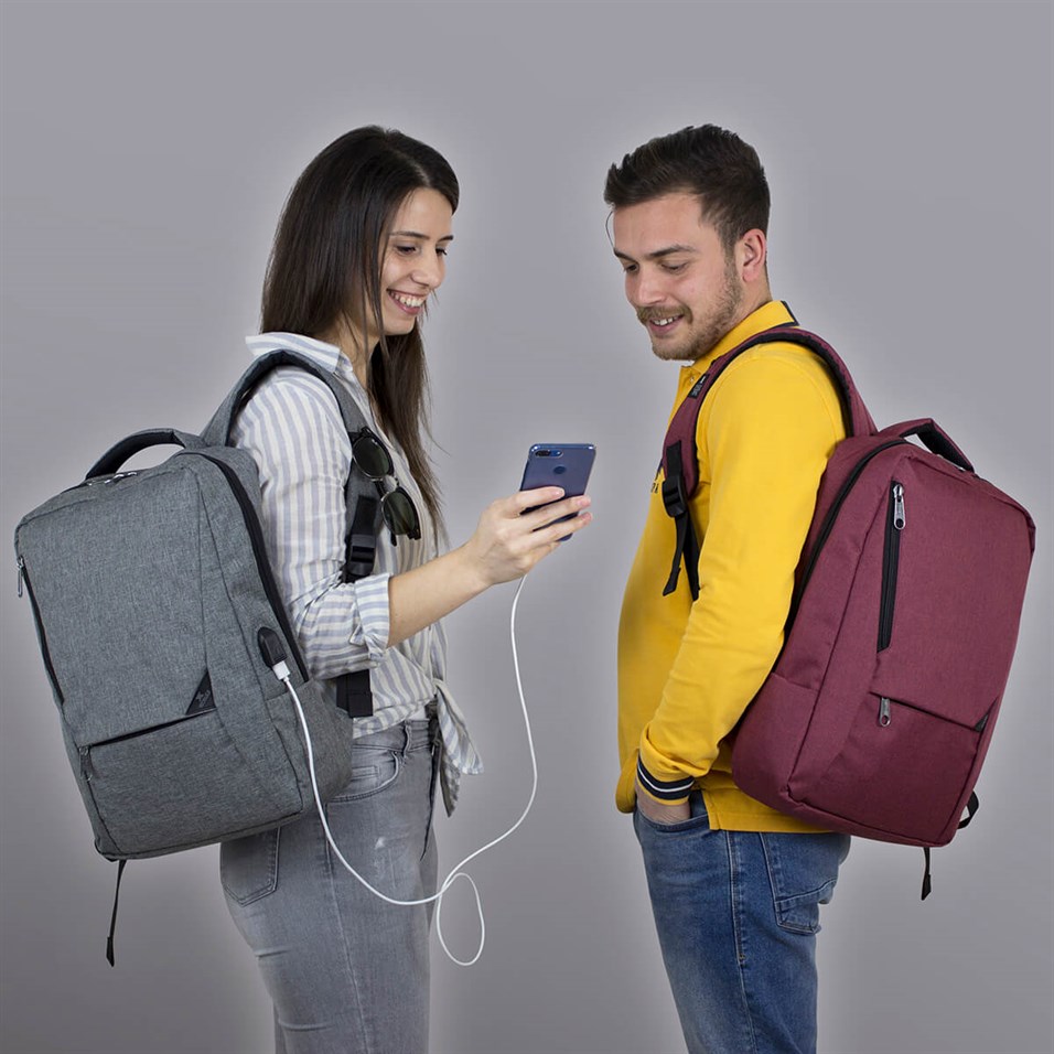 My Valice Smart Bag ACTİVE Usb Şarj Girişli Slim Notebook Sırt Çantası Bordo