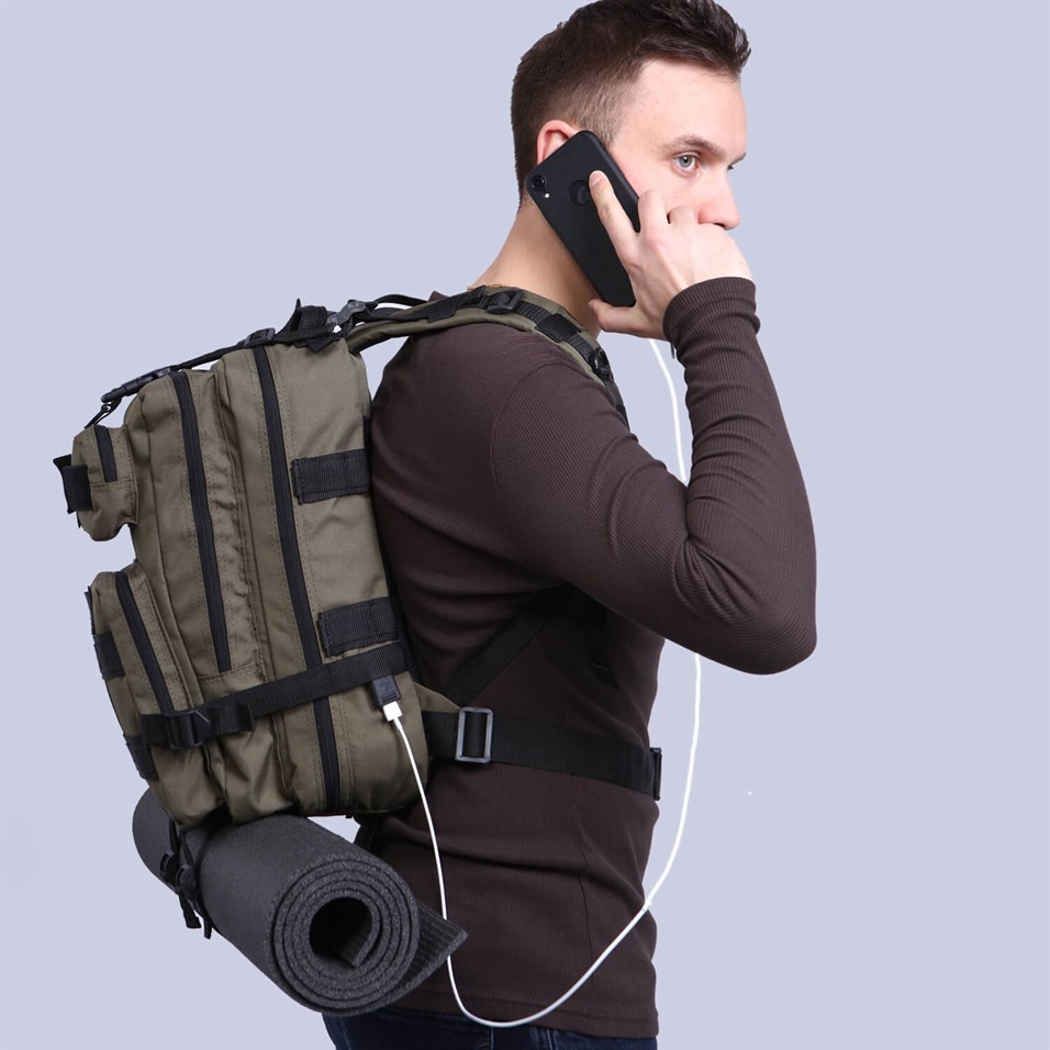 My Valice Smart Bag Army 30 lt Usb Şarj Girişli Outdoor Dağcı Sırt Çantası Haki
