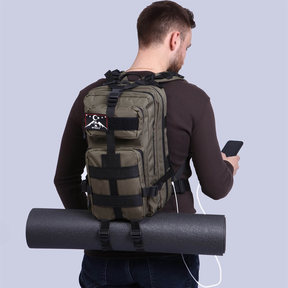 My Valice Smart Bag Army 30 lt Usb Şarj Girişli Outdoor Dağcı Sırt Çantası Haki