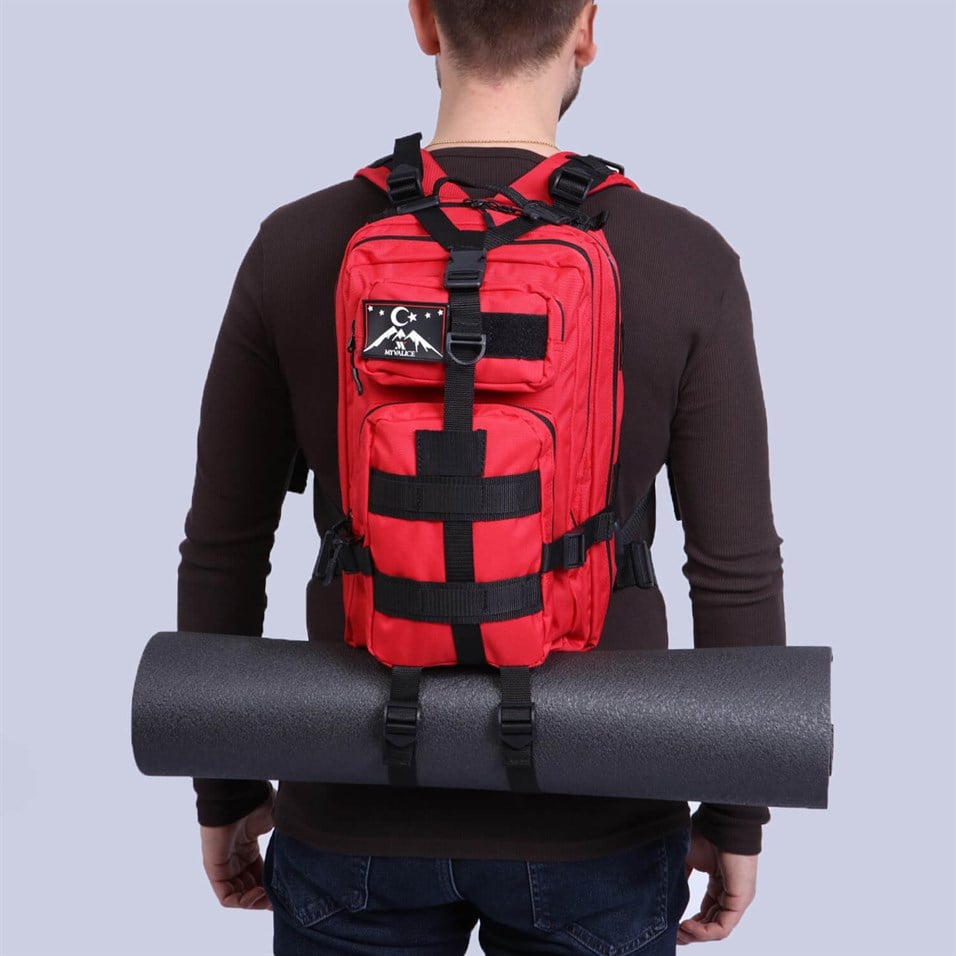 My Valice Smart Bag Army 30 lt Usb Şarj Girişli Outdoor Dağcı Sırt Çantası Kırmızı