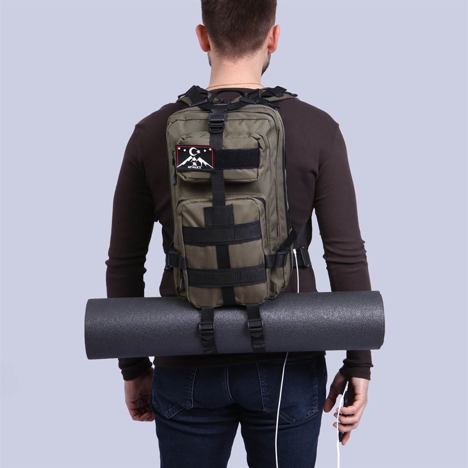 My Valice Smart Bag Army 30 lt Usb Şarj Girişli Outdoor Dağcı Sırt Çantası Haki