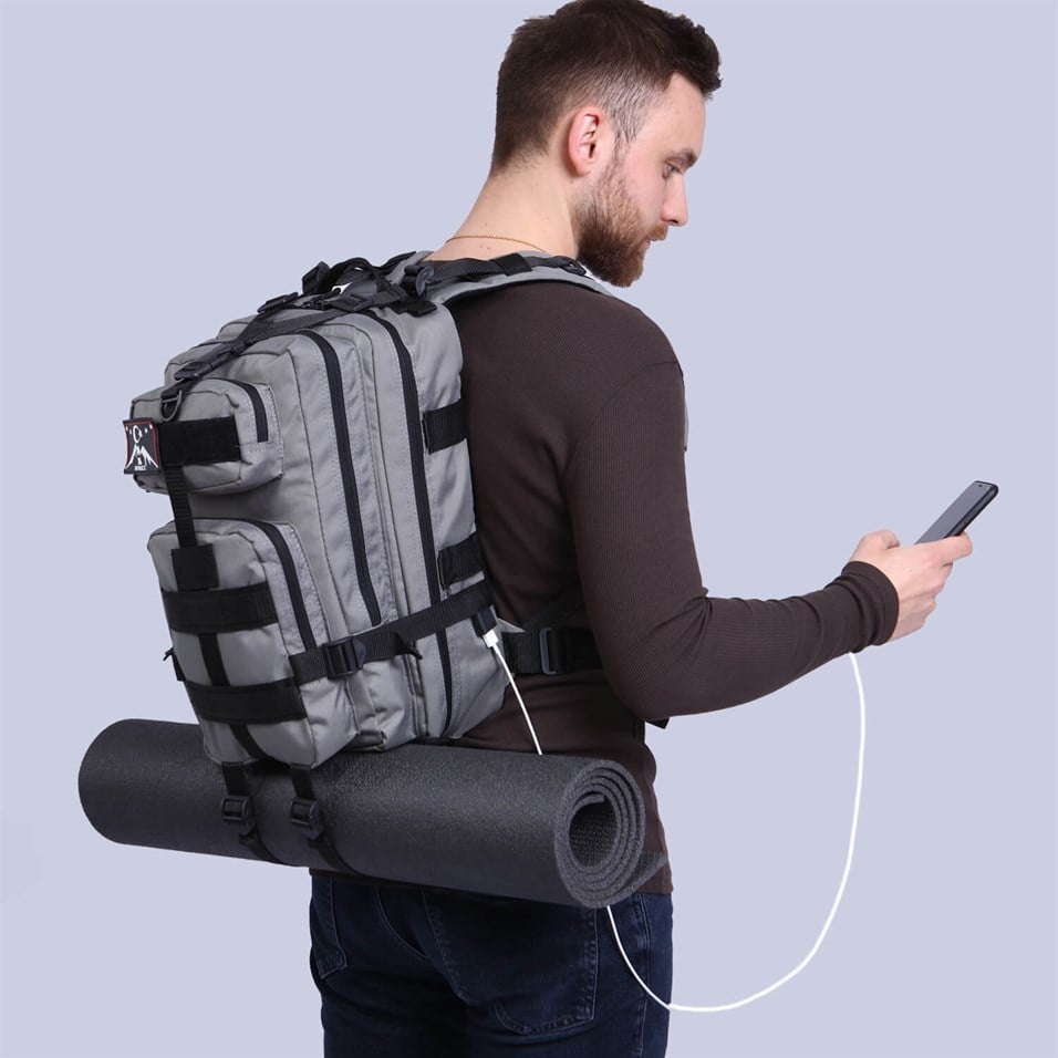 My Valice Smart Bag Army 30 lt Usb Şarj Girişli Outdoor Dağcı Sırt Çantası Gri
