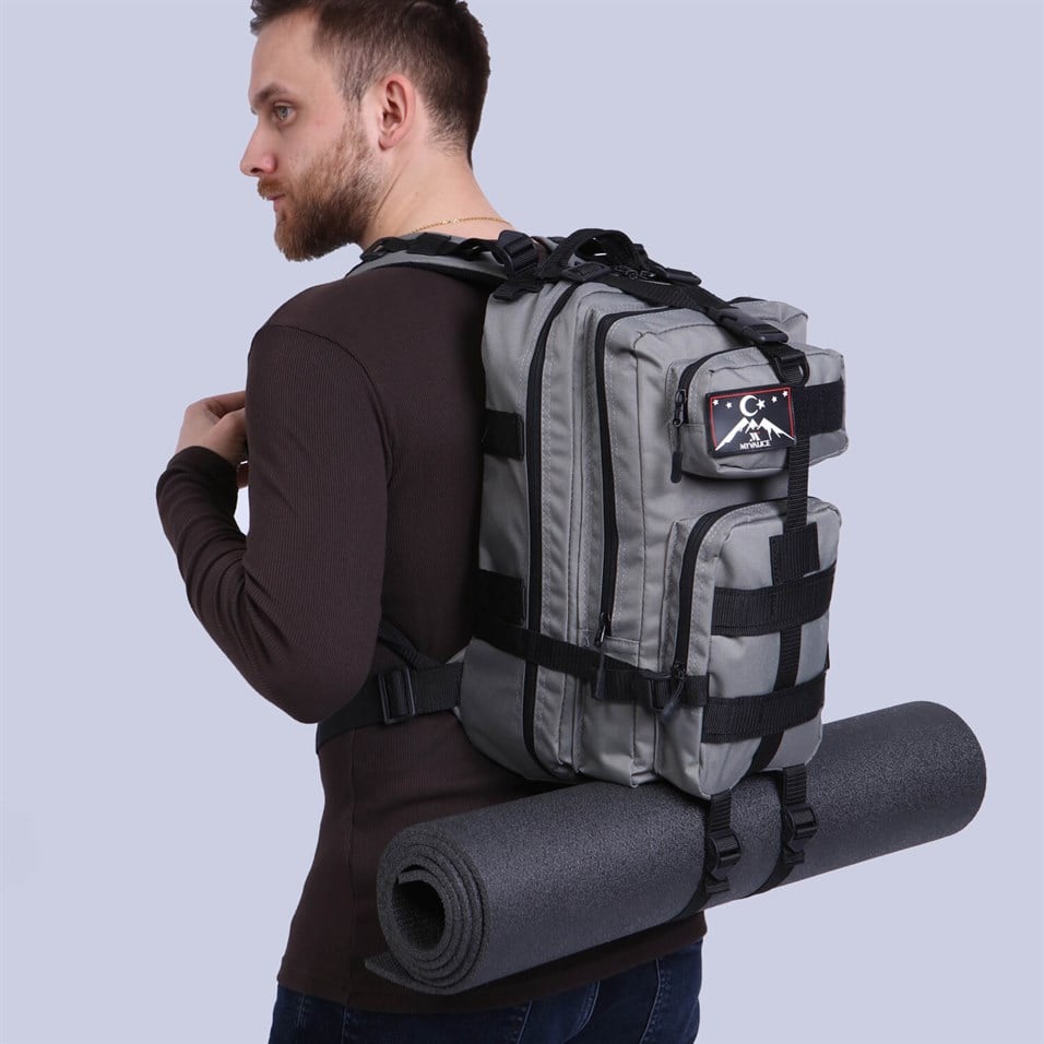 My Valice Smart Bag Army 30 lt Usb Şarj Girişli Outdoor Dağcı Sırt Çantası Gri