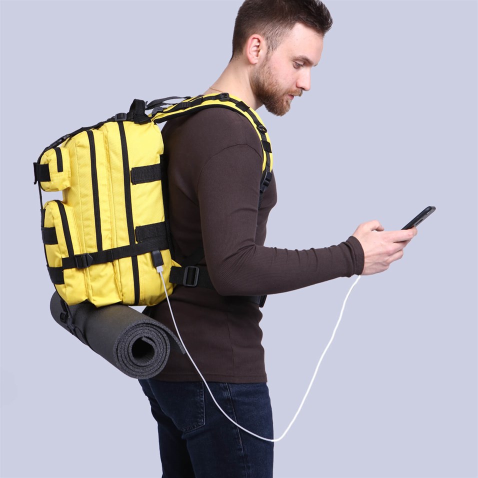 My Valice Smart Bag Army 30 lt Usb Şarj Girişli Outdoor Dağcı Sırt Çantası Sarı