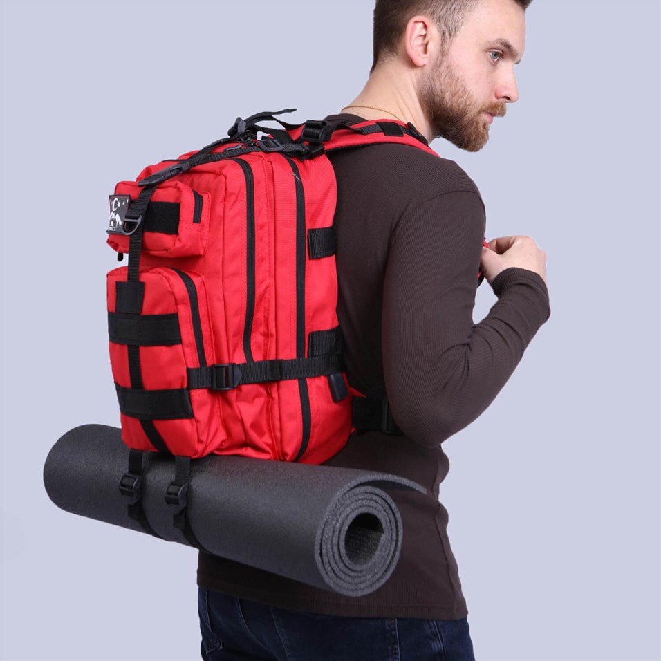 My Valice Smart Bag Army 30 lt Usb Şarj Girişli Outdoor Dağcı Sırt Çantası Kırmızı