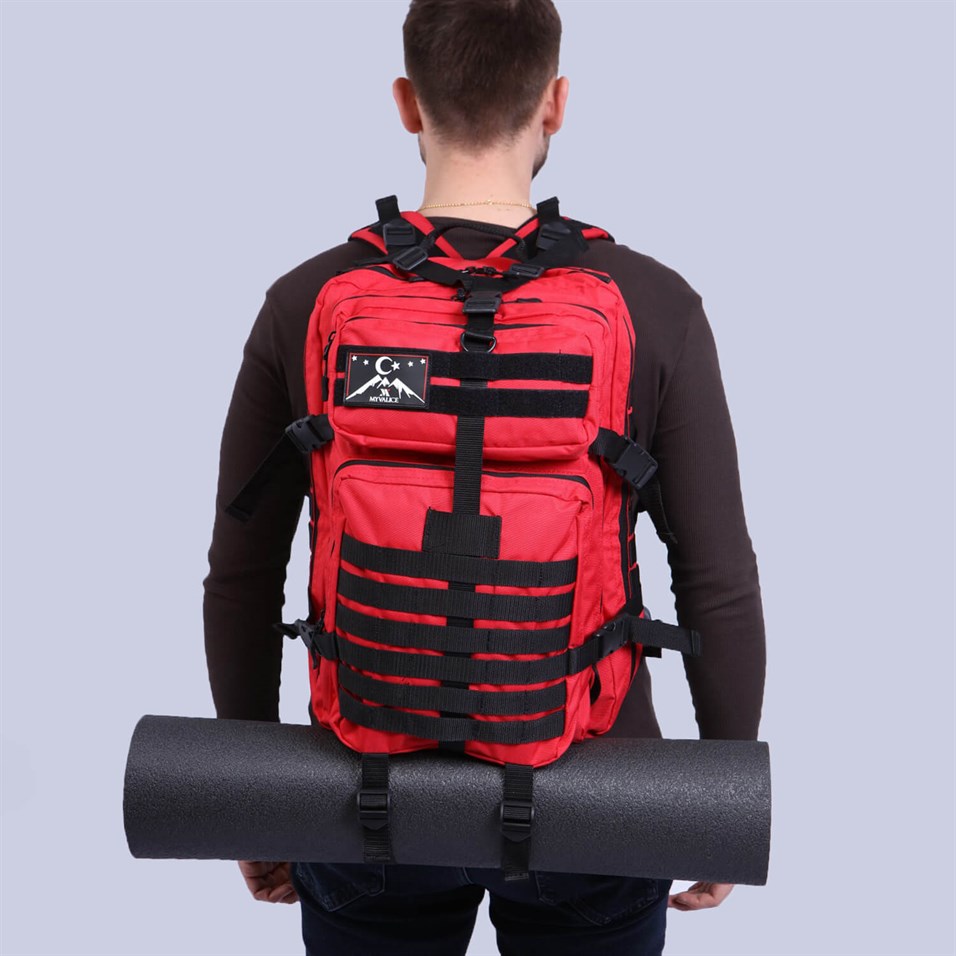My Valice Smart Bag Army 50 lt Usb Şarj Girişli Outdoor Dağcı Sırt Çantası Kırmızı