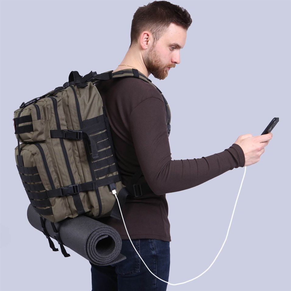 My Valice Smart Bag Army 50 lt Usb Şarj Girişli Outdoor Dağcı Sırt Çantası Haki