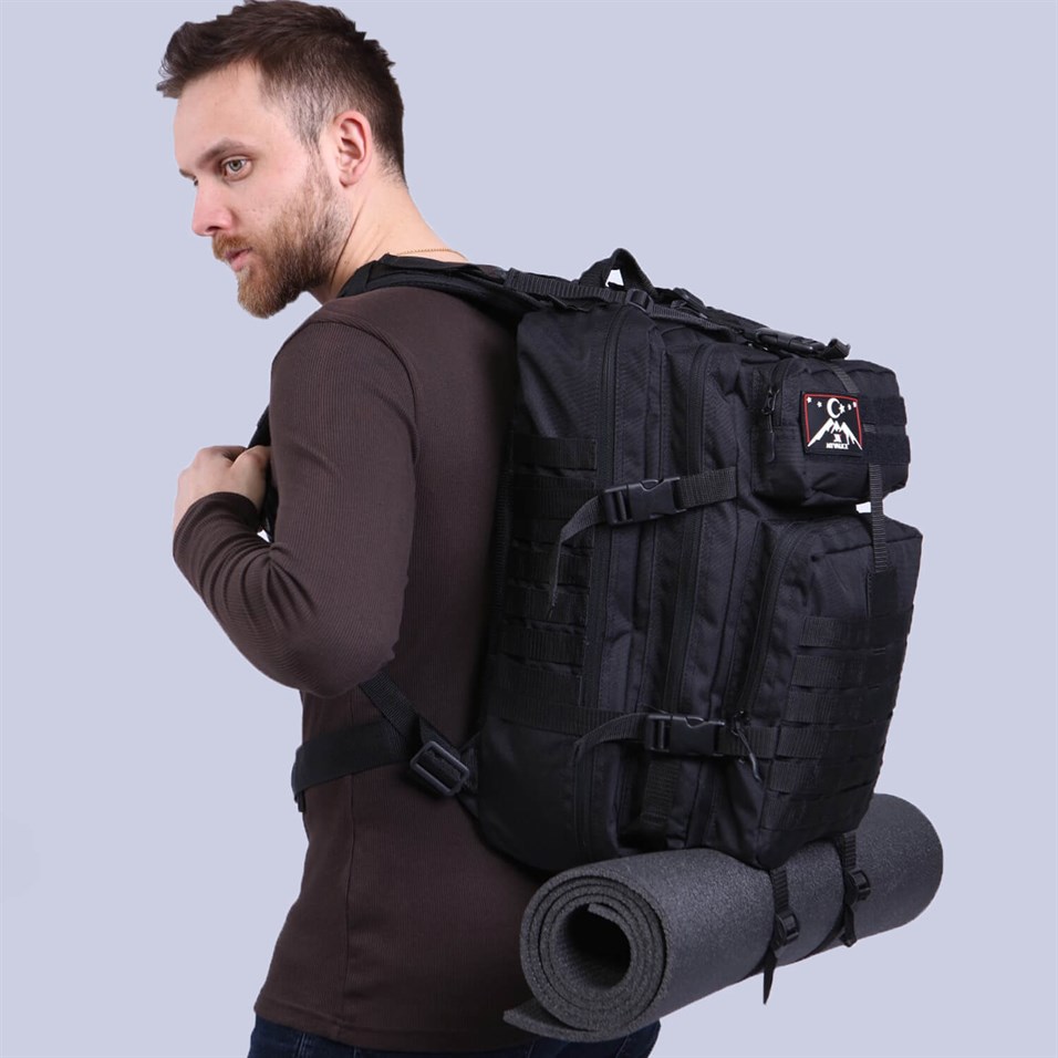 My Valice Smart Bag Army 50 lt Usb Şarj Girişli Outdoor Dağcı Sırt Çantası Siyah