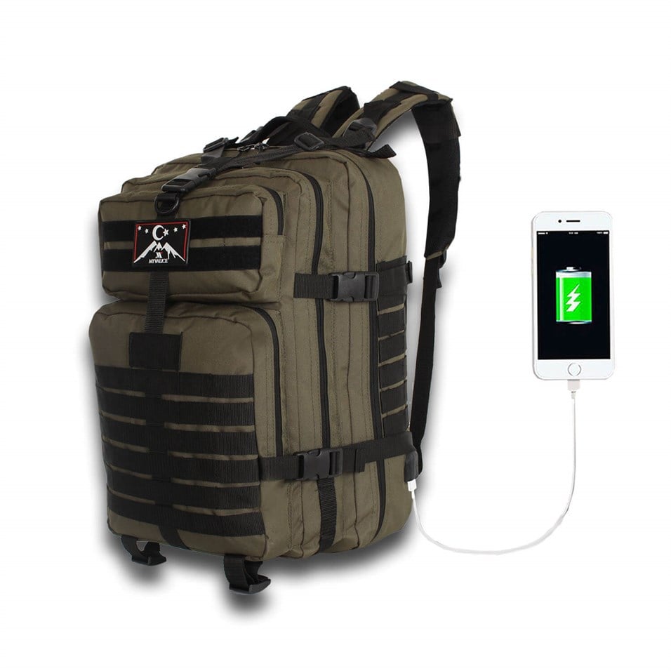 My Valice Smart Bag Army 50 lt Usb Şarj Girişli Outdoor Dağcı Sırt Çantası Haki