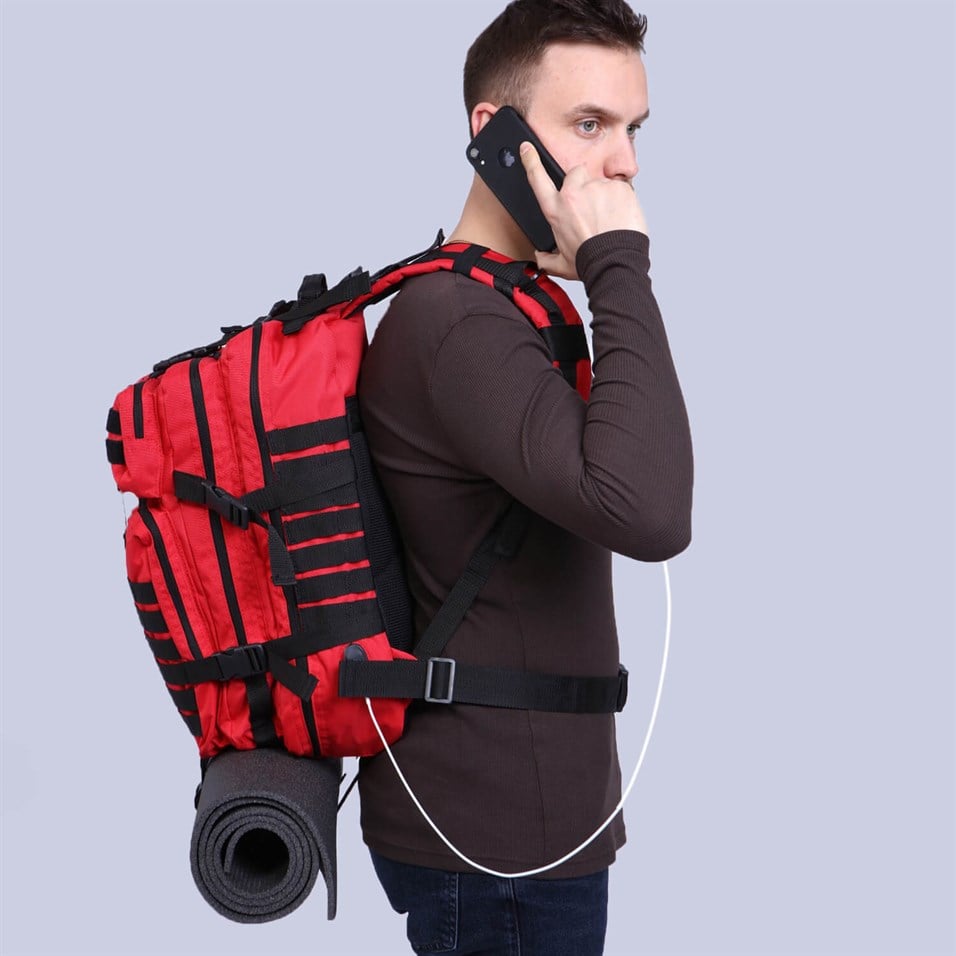 My Valice Smart Bag Army 50 lt Usb Şarj Girişli Outdoor Dağcı Sırt Çantası Kırmızı