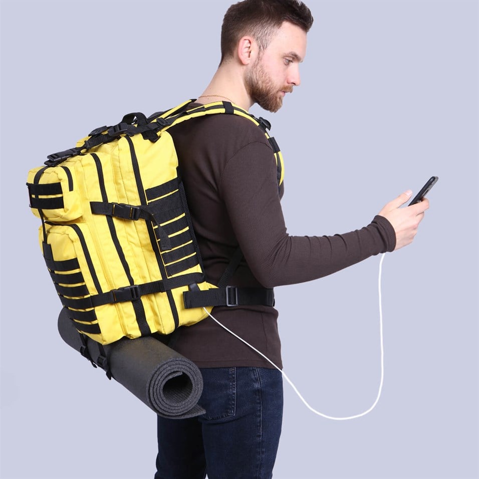 My Valice Smart Bag Army 50 lt Usb Şarj Girişli Outdoor Dağcı Sırt Çantası Sarı