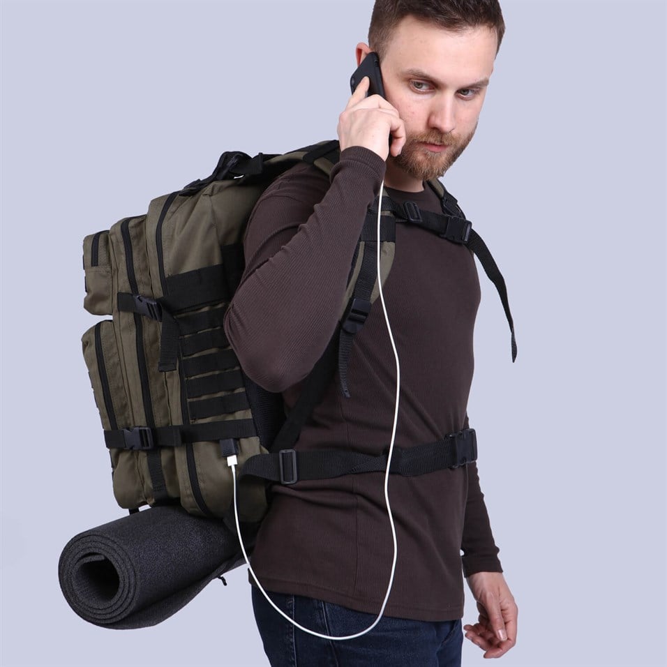 My Valice Smart Bag Army 50 lt Usb Şarj Girişli Outdoor Dağcı Sırt Çantası Haki