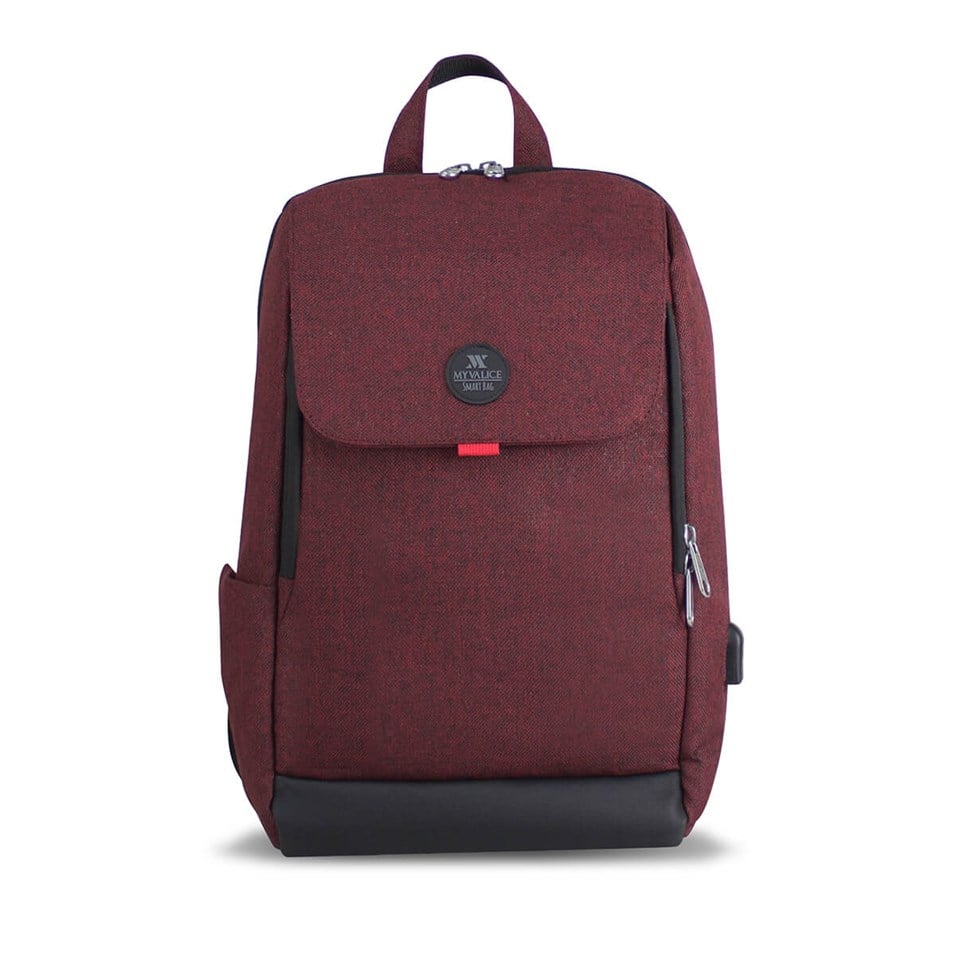 My Valice Smart Bag BUSINESS Usb Şarj Girişli Akıllı Notebook Sırt Çantası Bordo