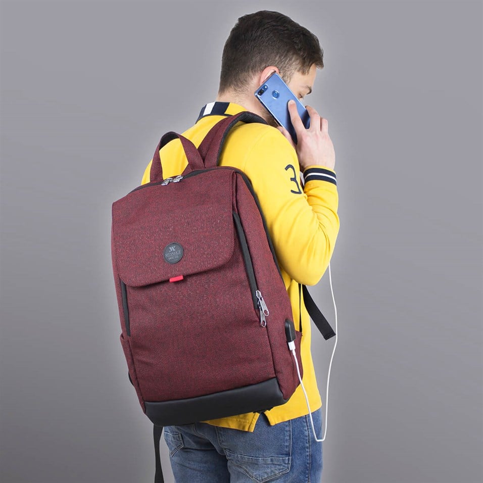 My Valice Smart Bag BUSINESS Usb Şarj Girişli Akıllı Notebook Sırt Çantası Bordo
