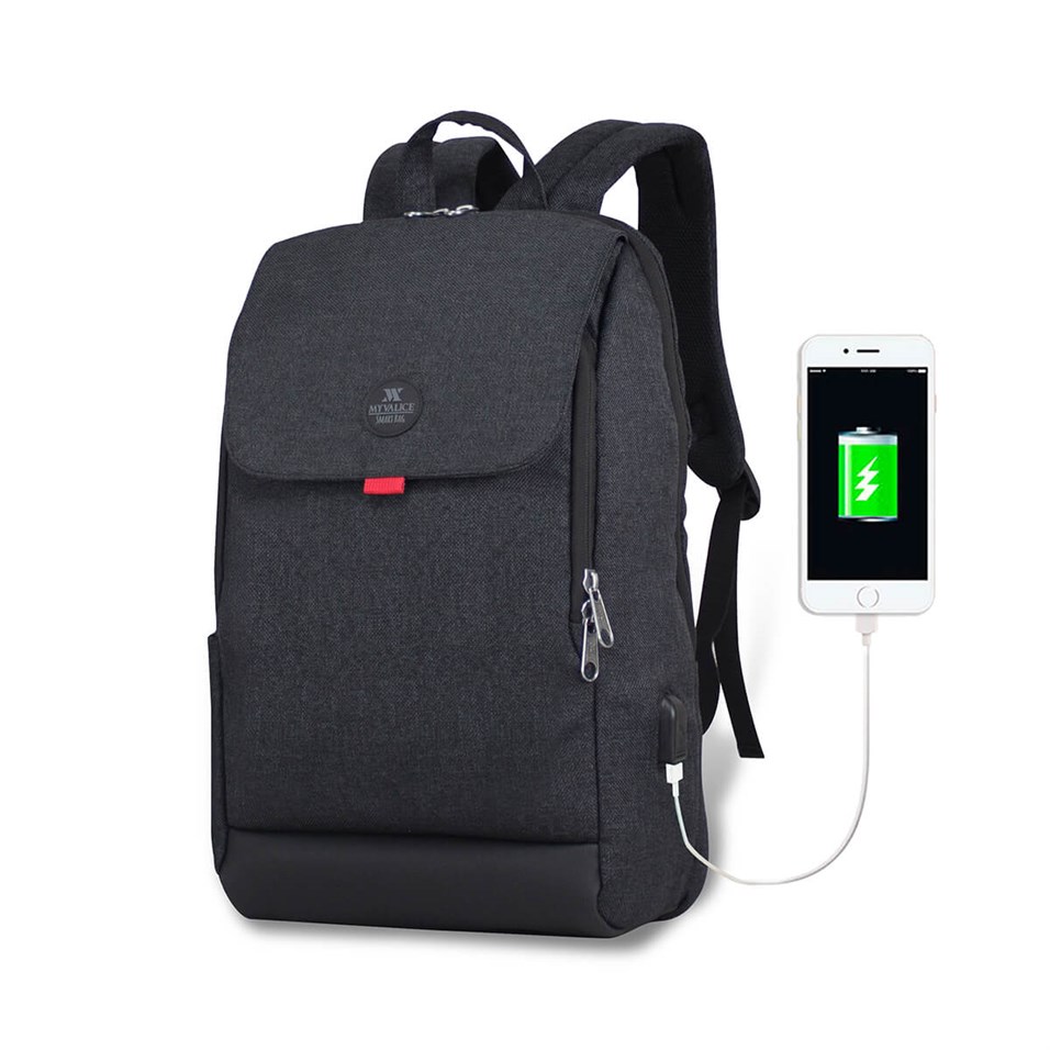 My Valice Smart Bag BUSINESS Usb Şarj Girişli Akıllı Notebook Sırt Çantası Siyah