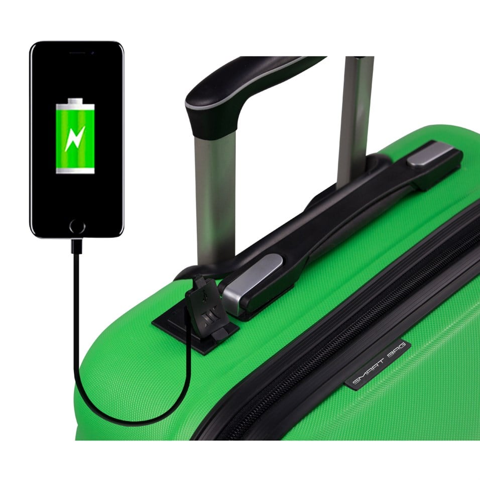 My Valice Smart Bag Colors Usb Şarj Girişli Hostes Pilot Boy Valiz Yeşil