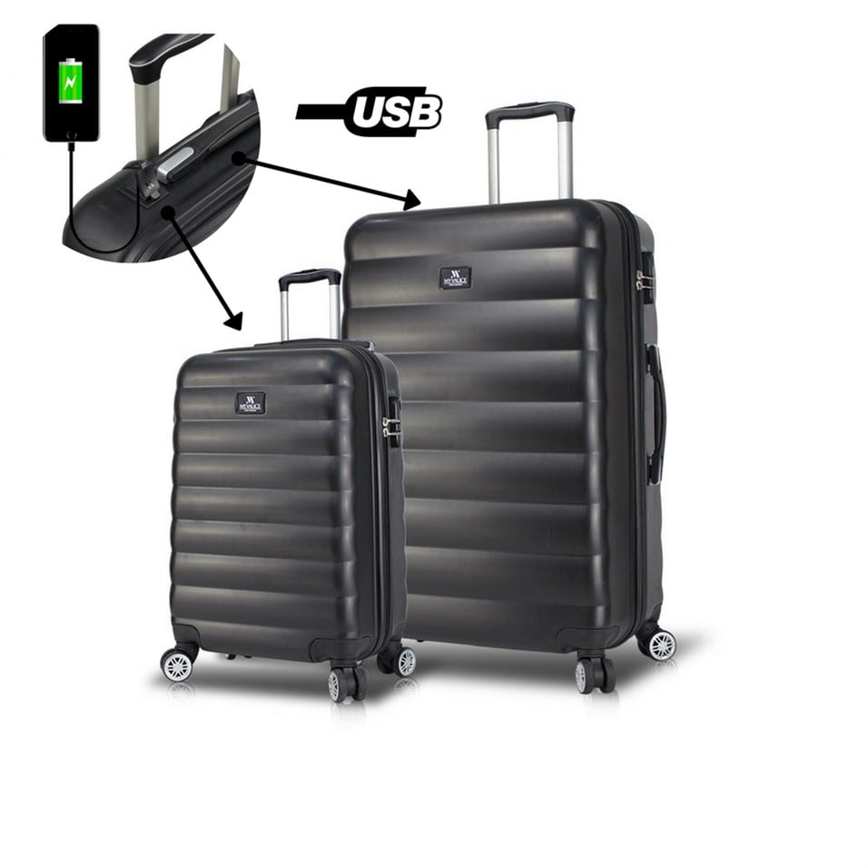 My Valice Smart Bag Colors Usb Şarj Girişli 2'li Valiz Seti (Kabin ve Büyük) Siyah