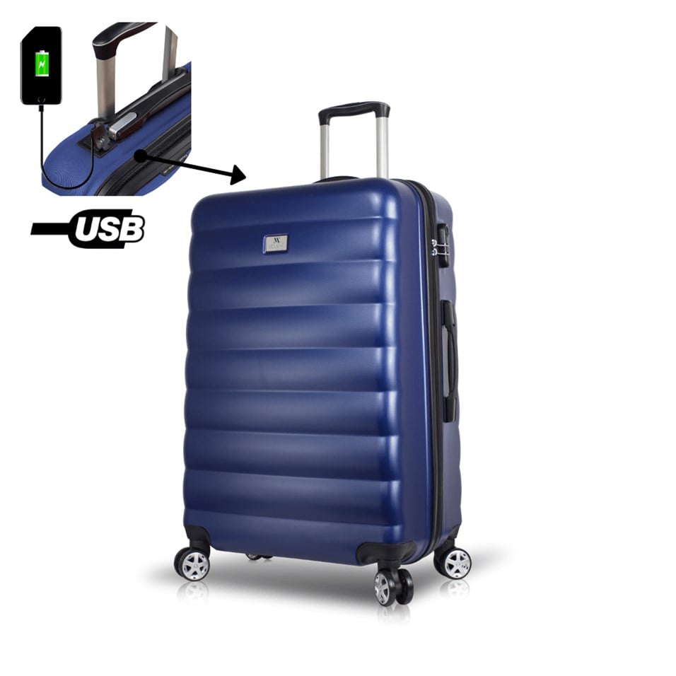 My Valice Smart Bag Colors Usb Şarj Girişli Büyük Boy Valiz Lacivert