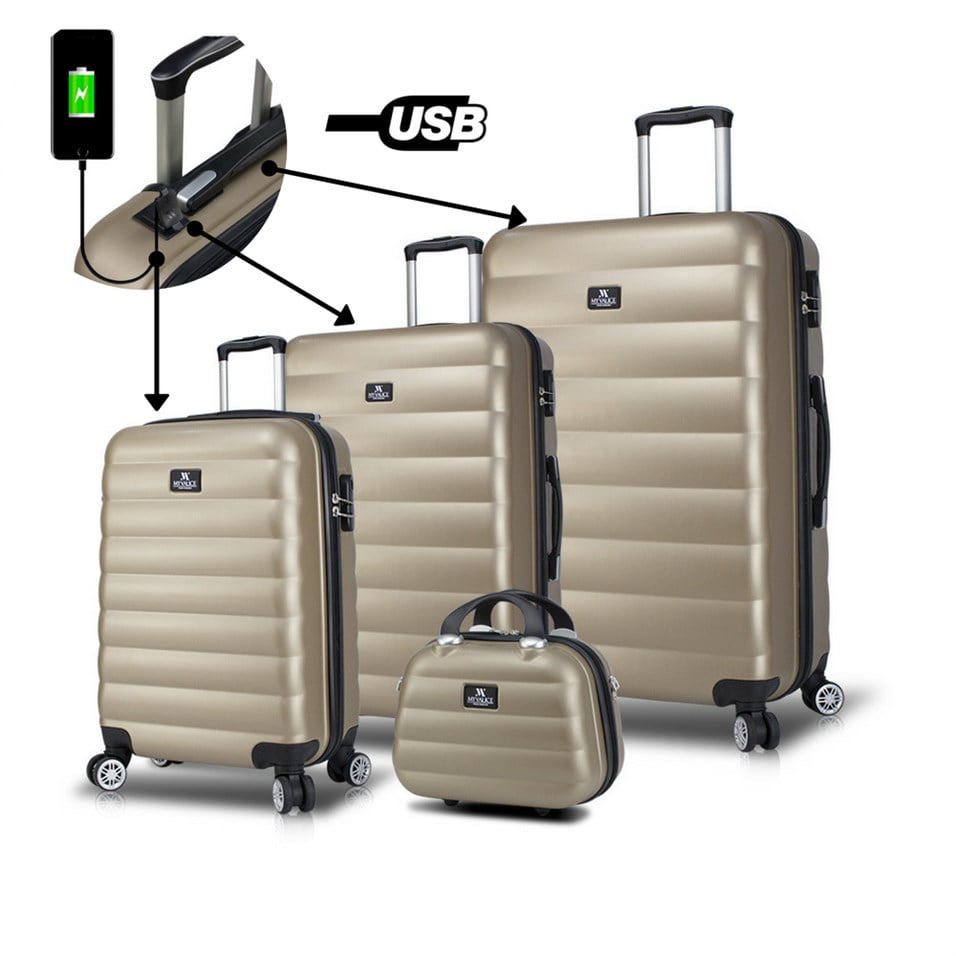 My Valice Smart Bag Colors Usb Şarj Girişli 4'lü Valiz Seti (Travel Set) Gold